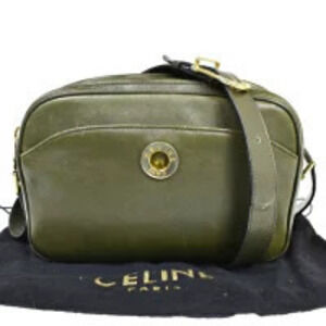 Celine Shoulder Bag Circle Khaki Green Leather